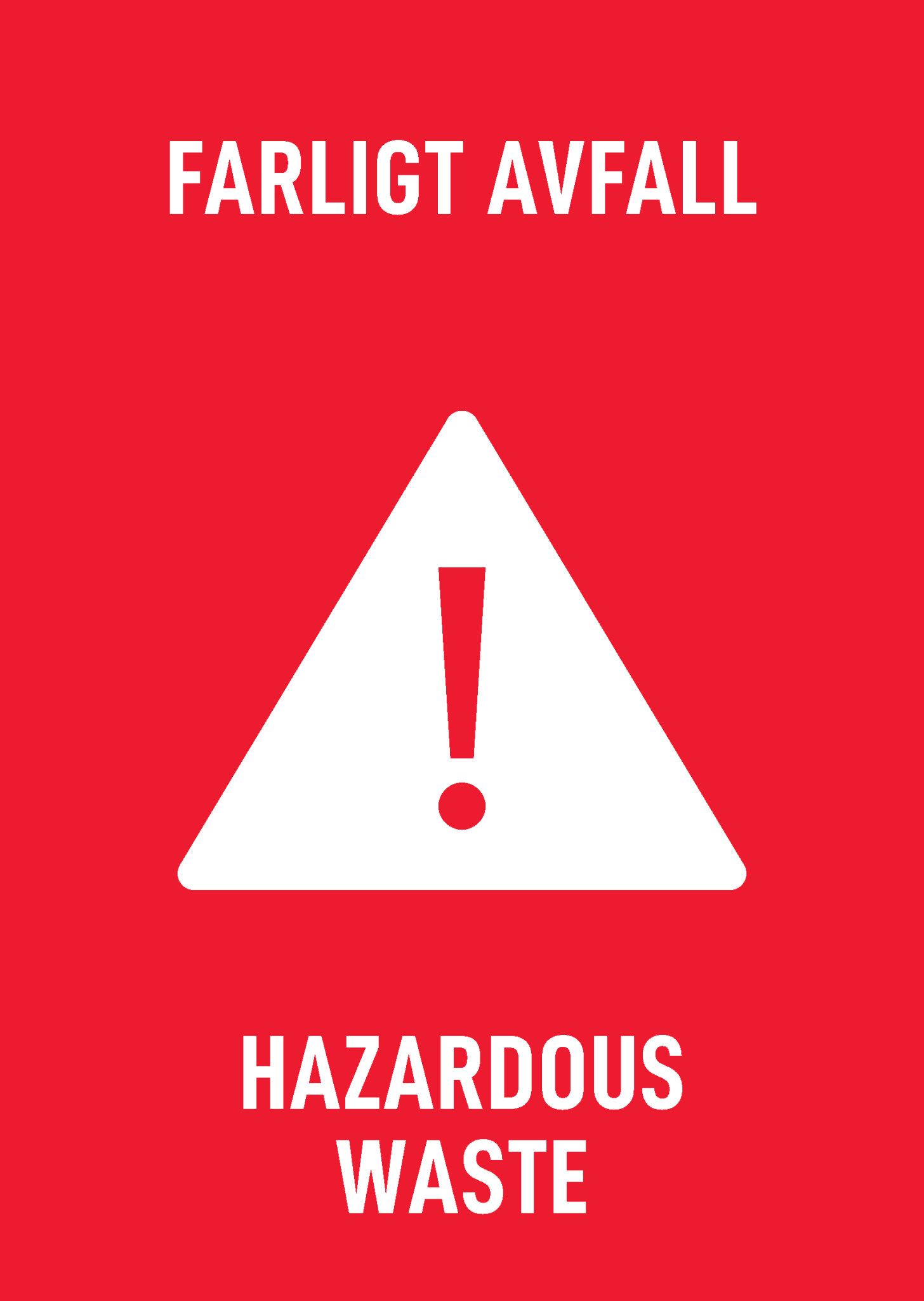 Avfall Sign Skyltdekal A4 för farligt avfall – hållbar och återvinningsbar